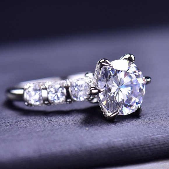 Certified 3ct. t.w. Moissanite Diamond Luxury Wedding Engagement Ring NEW - Picture 5 of 16